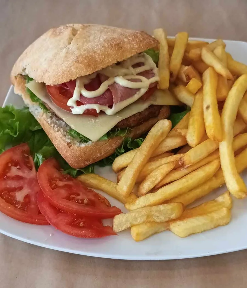 Burger with fries